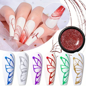 Gel per Unghie Riflettente a 6 Colori, Smalto per Nail Art <span class=keywords><strong>con</strong></span> Effetto <span class=keywords><strong>Ragnatela</strong></span>, Gel Glitterato per Disegni - Product Image 1