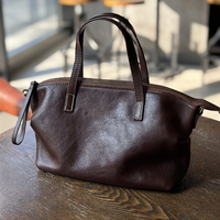 Tas Kulit Sapi Asli Berlogo Kustom, Model Boston Vintage untuk Wanita, Tas Selempang Kecil dengan Tali