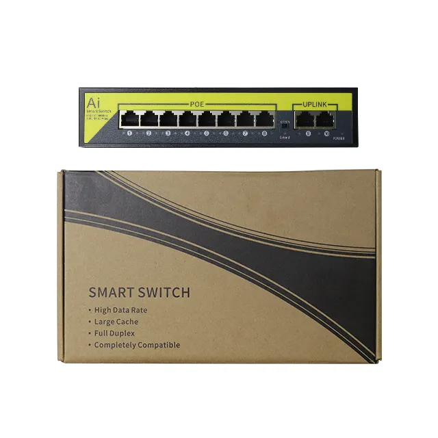 Switch Poe di rete Ethernet a 8 + 2 porte per connettori RJ45 del sistema di sicurezza del videocitofono