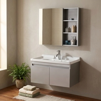 Ensemble de meubles de salle de bain résistant à l'eau, à fixation murale, pour hôtel, style moderne, gris cendré