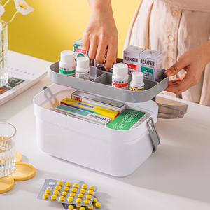 Japanese Style Plastic Medicine Box Large Capacity Double Layer <b>Storage</b> <b>Case</b> With Compartments Portable <b>Pill</b> Organizer - Product Image 4