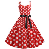 Déguisement Carnaval Années 50 60 Femme, Robe à Pois Style Années 50 avec Jupon de 65cm, Tenue Sexy Cosplay Vintage pour Halloween