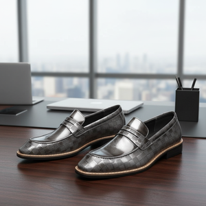 Men's Business Formal Leather Shoes Slip-On PU Smooth Shiny Cowhide Upper Breathable - Product Image 1