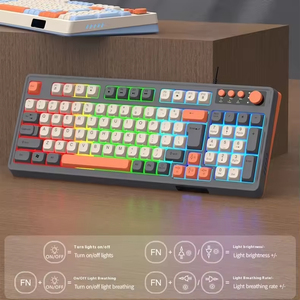<b>USB</b> Wired Keyboard with Number Pad Knob, 98 <b>Keys</b> Silent Mechanical Feeling Membrane Creamy Gaming Keyboard with 4 Hot <b>Keys</b> - Product Image 6
