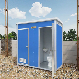 Cabina de Ducha Individual o Doble en Blanco, Azul y Gris, Baño Público Prefabricado para Exteriores, Casa Móvil, Inodoro Portátil - Product Image 1