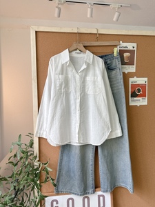 Chemise en lin pour femme, taille unique, printemps-été, blanc, jaune, bleu, vert, rose, L397, avec deux poches basiques, chemisier décontracté à boutons - Product Image 4