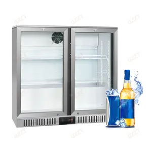 2 도어 스테인레스 스틸 주방 바 음료 냉장고 상업용 미니 맥주병 디스플레이 쿨러 카운터 탑 데스크탑 냉장고