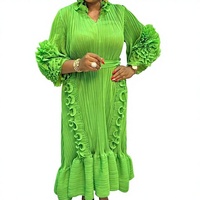 Nouvelle Robe Longue Plissée Miyake, Style Export, Ornée de Fleurs Façon Manivelle, Tendance Grande Taille, Abaya Femme
