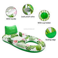 JOYEE Chaise Longue Gonflable Personnalisée en PVC avec Logo, Fauteuil Flottant pour Piscine à Motif Tropical, Siège Flottant pour Fête au Bord de la Piscine