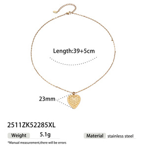 قلادة بقلادة على شكل قلب من الفولاذ المقاوم للصدأ مع الزركون، هدية عيد الحب مع شهادة CE - Product Image 6