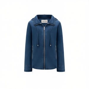 Giacca in Denim con Cappuccio da Donna, Reversibile con Zip Frontale, Taglie M-3XL, Cappotto, Capospalla - Product Image 1