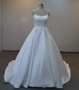 Vestido de novia transparente de princesa, el mejor precio, de talla grande, marfil, Simple, de boda, crepé
