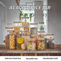 Bocaux de conservation des aliments en verre transparent de plusieurs tailles avec couvercle hermétique en bambou pour la salle à manger, le bureau et la cuisine.