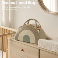Panier de rangement pour couches de bébé en corde de coton avec poignées, bac de rangement pour la chambre d'enfant, sac de transport portable pour bébé