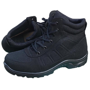 <b>Men</b> Snow Boots Black Mid <b>Heel</b> Front Laces Solid Color Winter Warm Cotton Shoes - Product Image 5