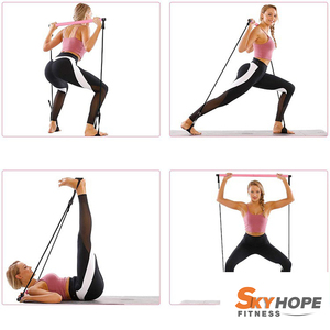 Acessórios fitness portáteis com elástico, 2 alças para pés, leve, treinador, pilates, bar, academia, com faixa de resistência - Product Image 5