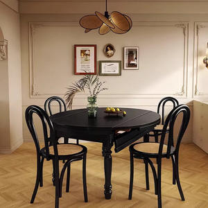 Juego de mesa y sillas de comedor de madera maciza de estilo vintage francés, 6 piezas, extensible, redondo y cuadrado, de doble uso, para comedor. - Product Image 1