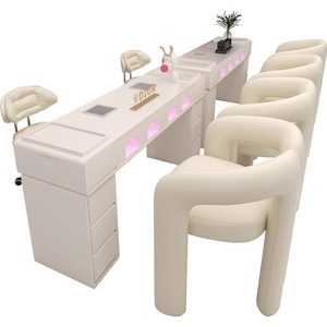 Meubles de salon de manucure professionnels modernes et luxueux, ensembles de table de manucure, bureau avec dessus en marbre, chaises de manucure confortables - Product Image 4