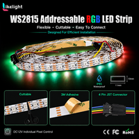 Tira de LED WS2815 RGB DC12V SMD5050 de 144 Píxeles de Alta Densidad, Direccionable, con Punto de Reanudación, Señal Dual, 43.2W por Metro, PCB de 12mm