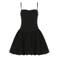 Nouvelle Arrivée en Gros Robe Mini Douce à Volants avec Bretelles Spaghetti et Bordure en Dentelle pour Femmes