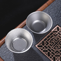 Petite tasse à thé en titane pur, double paroi, anti-brûlure, pour le camping en plein air, portable, ensemble de thé de voyage, design Kung Fu