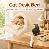 Hamac pour chat à fixer sur bureau, sans perçage, rotatif à 360°, en polaire pelucheuse, lit pour chat, nid pour chat, OEM ODM pour bureau et maison