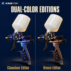 Pistola de Pulverización por Gravedad KINGTOP HVLP, Kit Completo con Vaso de 600 ml, Color Bronce Camaleón, Pistola de Pintura Profesional de Doble Color para Automóviles - Product Image 4