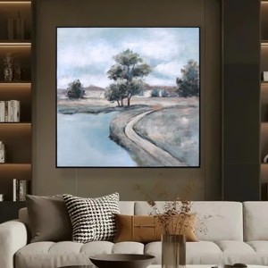 Offre Spéciale – Peinture à l'huile écologique faite à la main sur toile, Paysage Arbre et Rivière, <span class=keywords><strong>Art</strong></span> Texturé, Scène de Campagne, Décoration Intérieure - Product Image 4