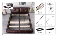 Sommier métallique en gros avec lattes en bois, cadre de support de matelas robuste pour mobilier de chambre