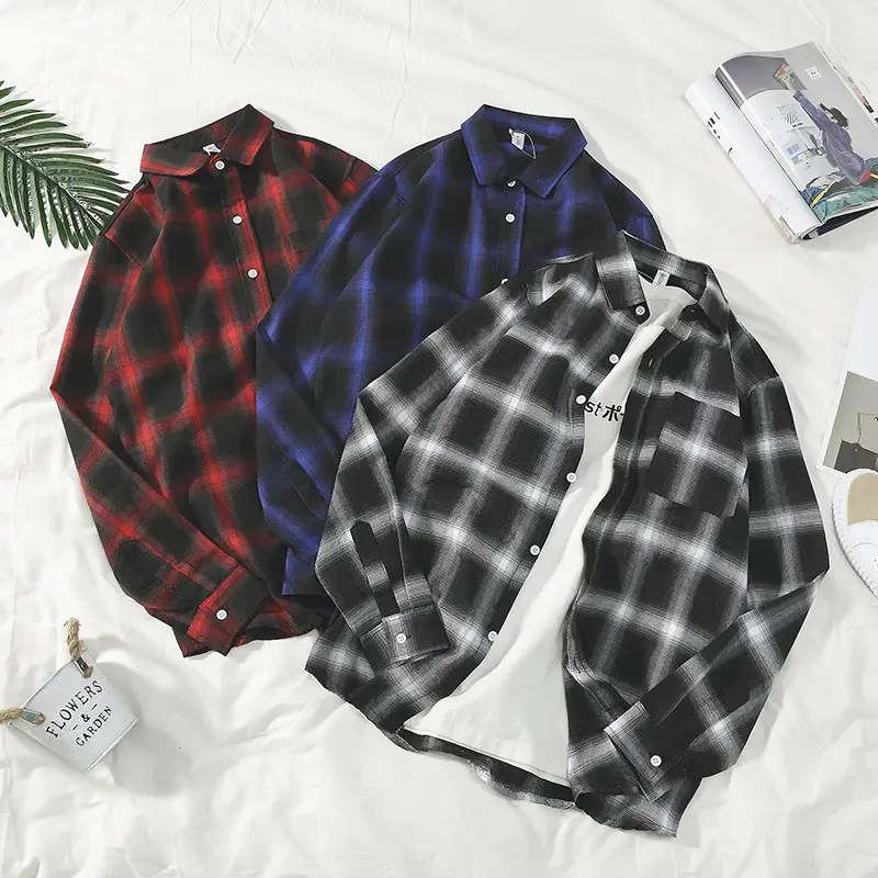 2022 Best Selling Work Shirt Office Casual Wear Men's Shirt Polyester Long Sleeve Formal Dress Plaid Shirt