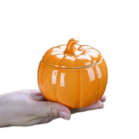 LOVFE Mini pot créatif en céramique multi-forme de citrouille pour le thé, la poudre d'assaisonnement, la médecine, la conservation des bougies pour les aliments.