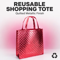Sac fourre-tout non tissé réutilisable écologique avec logo personnalisé à rayures imprimées conception de surbrillance au laser en gros pour l'épicerie