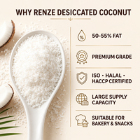 Noix de coco râpée à haute teneur en matières grasses, flocons de noix de coco en sachet de 25 kg, ingrédient alimentaire pour confiserie, échantillonnage R&D