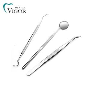 Dental Pick <b>Teeth</b> <b>Cleaning</b> <b>Tools</b> 3Pc Stainless Steel Dental IProbe Forceps Mouth Mirror Kit - Product Image 4