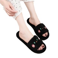 Chaussons Glissières de Luxe pour Femmes, Véganes, Bout Ouvert, Moelleux, d'Intérieur Hiver, avec Semelle Extérieure en EVA Confortable