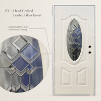 Porte intérieure en acier avec insert décoratif ovale en verre teinté, insonorisée, résistante au feu, avec âme en acier, pour usage résidentiel