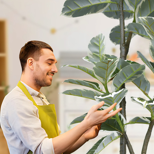 ต้นยางพาราปลอมขนาดใหญ่ 150 ซม. ต้นไทรยางพาราเทียม PVC สำหรับตกแต่งภายในบ้าน สำนักงาน โรงแรม - Product Image 5