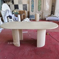 Table à manger moderne en travertin KMS pour la maison et l'atelier
