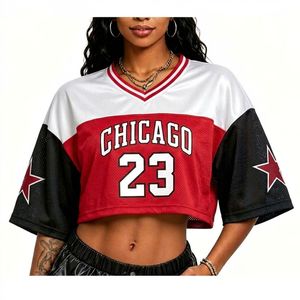 <span class=keywords><strong>Maillot</strong></span> de basket-ball personnalisé <span class=keywords><strong>Chicago</strong></span> <span class=keywords><strong>Bulls</strong></span> pour femme, coupe ample, style crop top, en mesh, épaules tombantes, faible MOQ, OEM - Product Image 5