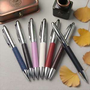 High Quality 1.00mm Custom Logo Twisted Metal Leather Novelty Design Business Advertising Ballpoint <b>Pen</b> for Writing Gift Giving - Product Image 2