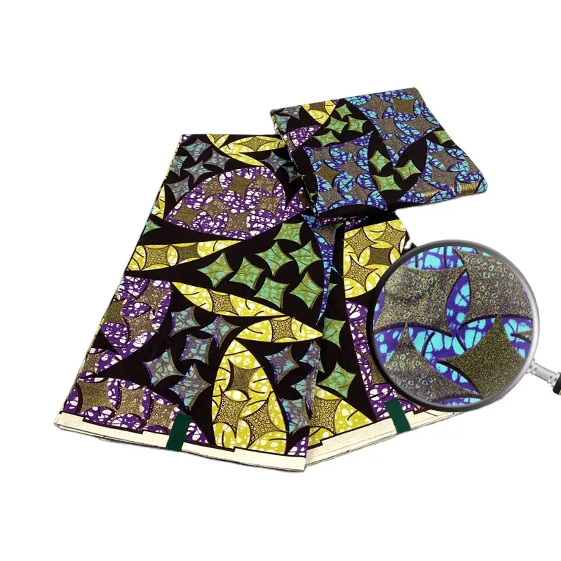 Nouveau Glitter Glam Wax Imprimé Sables Tissu Haute Qualité Sands Flash Ankara Taille 6 Tissu