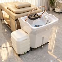 Bac à shampoing mobile avec couvercle en acrylique, appareil de vapeur pour cheveux, machine de lavage par fumigation pour salon et spa