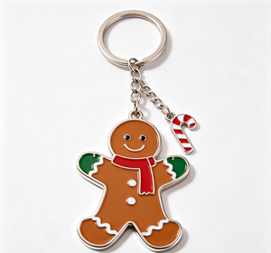 Llavero de metal con diseño de hombre de jengibre navideño, llavero de aleación esmaltada, colgante de bastón de caramelo, accesorio de regalo - Product Image 1