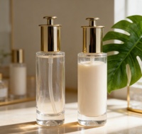 Flacons cosmétiques de luxe en verre ambré avec pompe dorée – Vente directe usine – Fournisseur de flacons pompe en verre ambré grande capacité