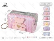 Portamonete con paillettes a forma di orso, mini cerniera, cinturino da polso, stile cartone animato da donna - Product Image 1