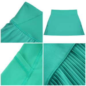 กระโปรงจีบเอวสูงของผู้หญิงกระโปรงเทนนิสโยคะสีทึบมีซับในกระเป๋าใส่โทรศัพท์ตามสั่ง - Product Image 4