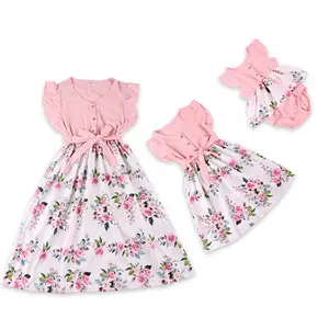Trending Products 2021 New Arrivals Summer Family Matching Clothes Mommy And Me Women Baby Girl Dress