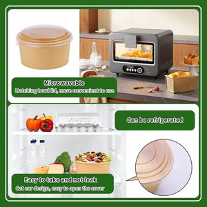 Bols et gobelets en papier jetables rectangulaires biodégradables de haute qualité, écologiques, pour la crème glacée, le lait, les boissons - Usage commercial - Product Image 5
