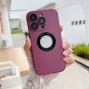 Custodia per telefono con foro con Logo opaco di lusso per <span class=keywords><strong>iPhone</strong></span> 14 Pro Max <span class=keywords><strong>13</strong></span> 12 11 protezione per <span class=keywords><strong>fotocamera</strong></span> con obiettivo in vetro custodia morbida antiurto in TPU - Product Image 5