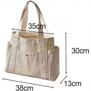Custom Logo Size Printed Eco Friendly <b>Canvas</b> Shopping <b>Bag</b> with Multiple Pocket Cotton <b>Plain</b> Tote <b>Bags</b> for Women Shoulder Grocery - Product Image 2